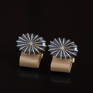 Vtg Wrap Around Chunky Gleaming Star Cufflinks